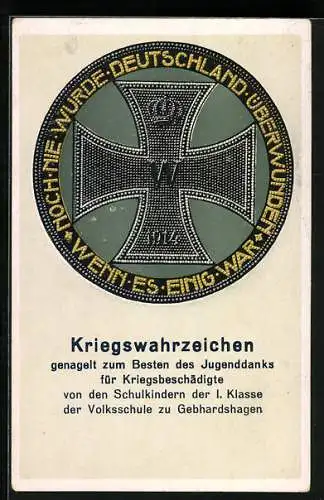 AK Gebhardshagen, Kriegswahrzeichen, Nagelung zum Besten des Jugenddanks v. d. 1. Klasse der Volksschule