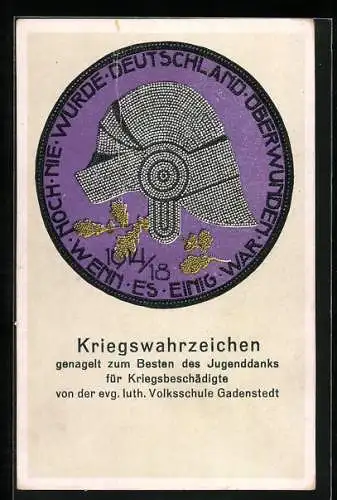 AK Gadenstedt, Kriegswahrzeichen, Nagelung zum Besten des Jugenddanks von der evg. luth. Volksschule