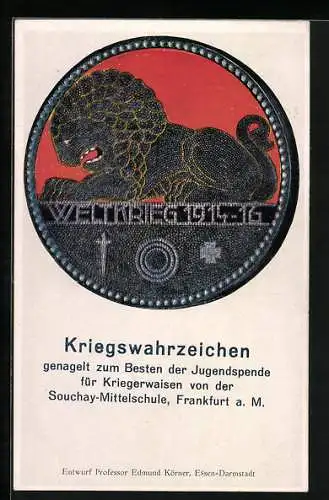 AK Frankfurt a. M., Kriegswahrzeichen, Nagelung zum Besten der Jugendspende für Kriegerwaisen v. d. Souchay-Mittelschule