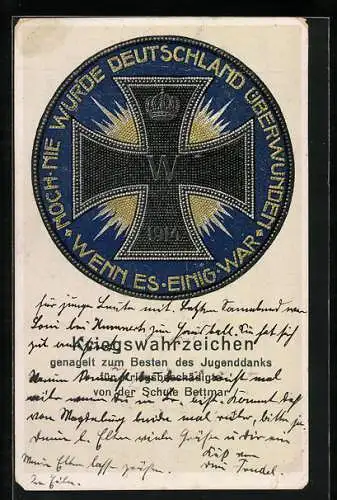 AK Bettmar / Vechelde, Kriegswahrzeichen, Nagelung für Kriegsbeschädigte von der Schule, Eisernes Kreuz