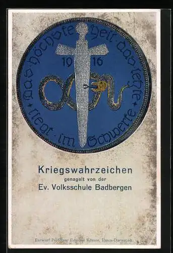 AK Badbergen, Kriegswahrzeichen, Nagelung der Ev. Volksschule