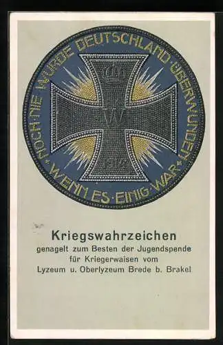 AK Brakel, Kriegswahrzeichen, Nagelung zum Besten der Jugendspende vom Lyzeum u. Oberlyzeum