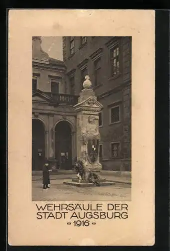 AK Augsburg, Wehrsäule der Stadt 1916, Nagelung