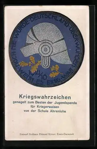 AK Ahrenlohe, Kriegswahrzeichen, Nagelung zum Besten der Jugendspende für Kriegswaisen mit Helm