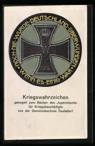 AK Saalsdorf, Kriegswahrzeichen, Nagelung zum Besten des Jugenddanks für Kriegsbeschädigte