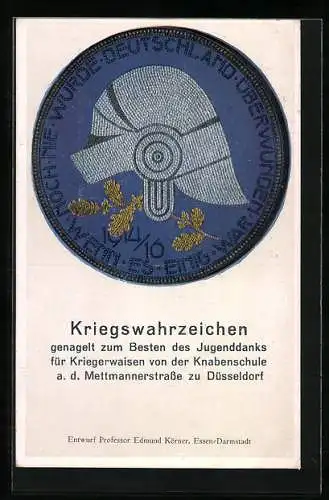 AK Düsseldorf, Kriegswahrzeichen, Nagelung zum Besten des Jugenddanks für Kriegerwaisen von der Knabenschule