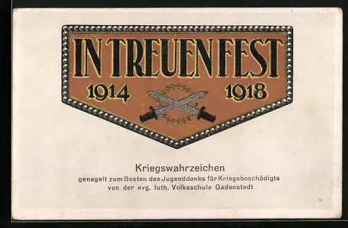 AK Gadenstedt, Kriegswahrzeichen, Nagelung zum Besten des Jugenddanks für Kriegsbeschädigte v. d. evg. Volksschule