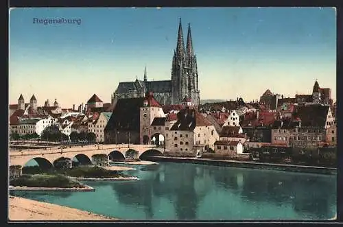 AK Regensburg, Ortsansicht mit Dom