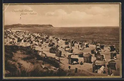 AK Göhren / Ostseebad, Strand, Freibad mit Strandkörben
