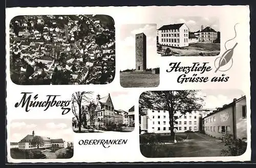 AK Münchberg /Oberfranken, Ortsansichten mit Turm