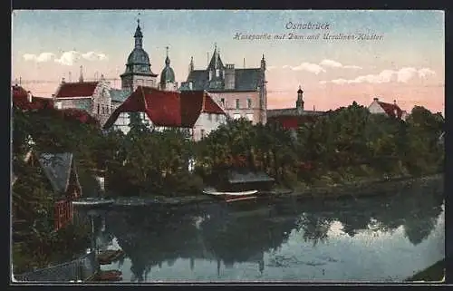 AK Osnabrück, Hasepartie mit Dom und Ursulinen-Kloster