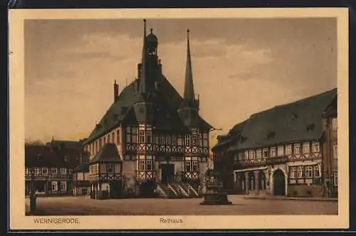 AK Wernigerode, Rathaus und Hotel Gothisches Haus