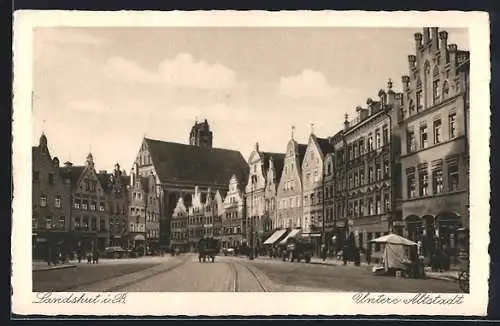 AK Landshut / Isar, Untere Altstadt mit Geschäften