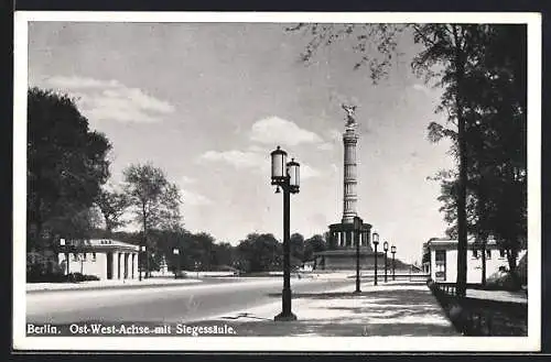 AK Berlin-Tiergarten, Motiv der Ost-West-Achse mit Siegessäule