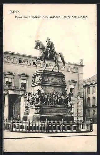 AK Berlin, Denkmal Friedrich des Grossen, Unter den Linden