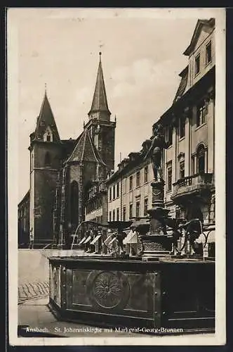 AK Ansbach, St. Johanniskirche mit Markgraf-Georg-Brunnen