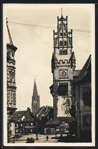 AK Freiburg i. Br., Schwabentor und Münstertürme