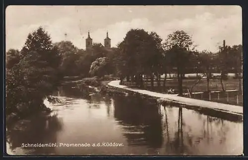 AK Schneidemühl, Promenade an der Küddow
