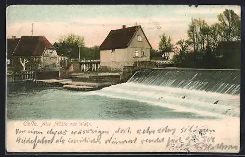 AK Celle, Alte Mühle mit Wehr, Flusspartie