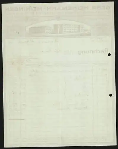 Rechnung Meiningen 1916, Gebr. Heinemann, Grossbetrieb für Papierverarbeitung & Buchdruckerei, Modellansicht der Fabrik