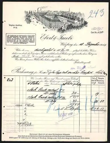 Rechnung Würzburg 1913, Firma Ebert & Jacobi, Das Geschäftsgelände mit Betriebshof