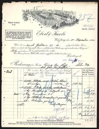 Rechnung Würzburg 1913, Firma Ebert & Jacobi, Das Betriebsgelände mit Innenhof