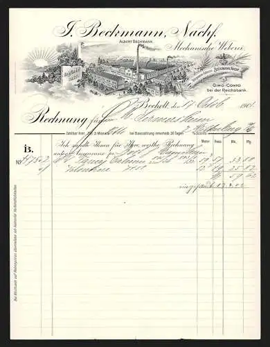 Rechnung Bocholt 1901, J. Beckmann Nachf., Mechanische Weberei, Gesamtansicht der Fabrikanlage