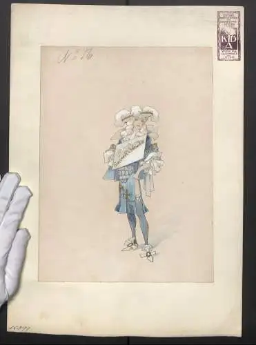 Handzeichnung / Ansichtskarten-Entwurf No 56, Model Ansichtskarte Versailles, Theater-Kostüm & Dekorations-Atelier Wien