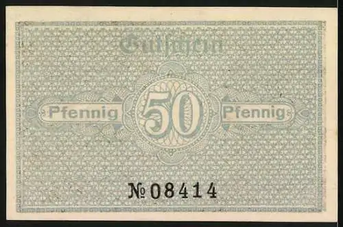 Notgeld Katzhütte, 1920, 50 Pfennig, Königstanne a.d. Wurzelberg, beige Muster, Nr. 08414