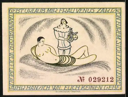 Notgeld Eichrodt-Wutha 1921, 50 Pfennig, Berglandschaft vorne und Frau Venus mit Tannhäuser hinten