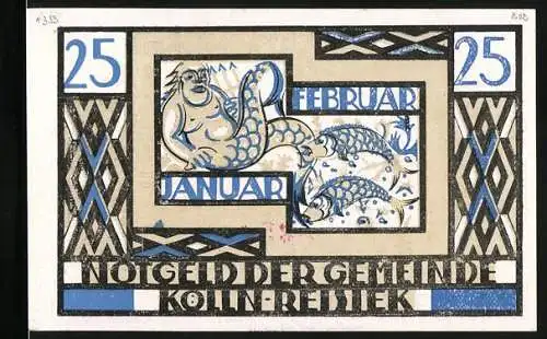 Notgeld Kölln-Reisiek, 1921, 25 Pfennig, Fabelwesen und Himmelskörper Design