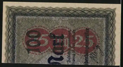 Notgeld Düren, 1921, 25 Pfennig, Stadt Düren Gutschein über 25 Pfennig mit dekorativem Randmuster