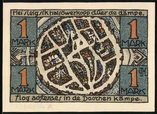 Notgeld Dorsten, 1 Mark, Jubiläumsgeld zum 675-jährigen Bestehen der Stadt Dorsten, Stadtansicht