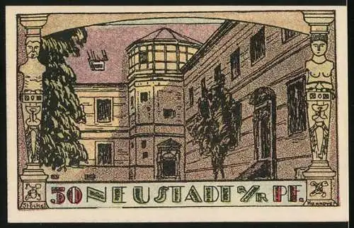 Notgeld Neustadt a. R., 1921, 50 Pfennig, Gebäude und Landschaften, gültig bis April 1922