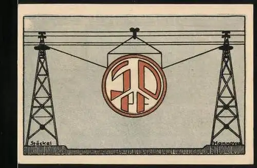 Notgeld Neustadt a. R. 1921, 50 Pfennig, Industriebau mit Förderanlage und Fabrikansicht