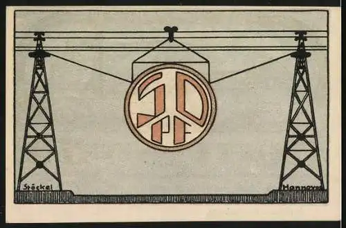 Notgeld Neustadt a.R., 1921, 50 Pfennig, Industriegelände und Seilbahn mit Lastenzeichen