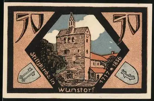 Notgeld Neustadt a. R. 1921, 50 Pfennig, Stiftskirche und Gültigkeit bis 1. April 1922