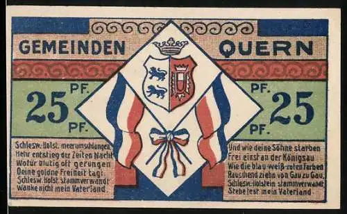 Notgeld Quern, 1921, 25 Pf, Gemeindewappen und Kirche