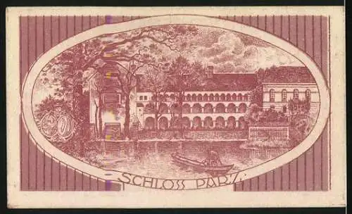 Notgeld Parz 1920, 50 Heller, Gutschein der Gemeinde Parz mit Schloss Parz Motiv