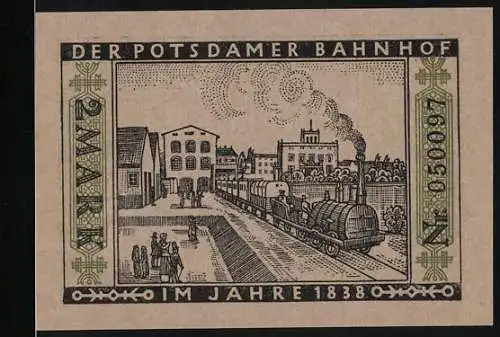 Notgeld Berlin 1922, 2 Mark, Potsdamer Bahnhof - Städtische Strassenbahn