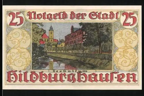 Notgeld Hildburghausen, 25 Pfennig, Stadtansicht und Wappen, Nr. 188975