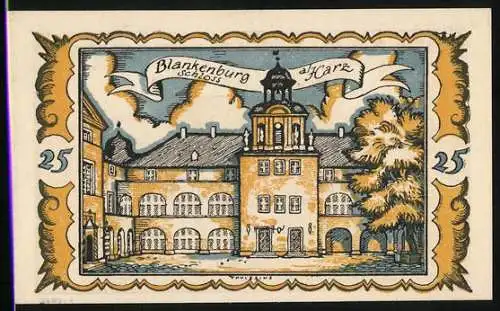 Notgeld Braunschweig 1921, 25 Pf, Schloss Blankenburg, Pferd, Braunschweigische Staatsbank