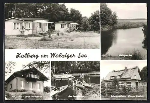 AK Kolberg / Königs Wusterhause, Wolziger See, Erholungsheim Strand Casino, Am Sporthafen, Ferienheim Ernst Thälmann