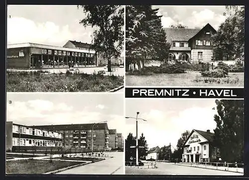 AK Premnitz /Kr. Rathenow, HO Kaufhalle, Kinderkrippe Flax und Krümel, Thalia Lichtspiele