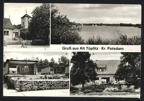 AK Alt-Töplitz /Kr. Potsdam, Ortsansichten, Einkaufszentrum, Ferienobjekt der LPG Rötha