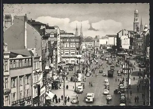 AK Hamburg-St. Pauli, Blick auf die Reeperbahn, Litfasssäule, Ippodrom