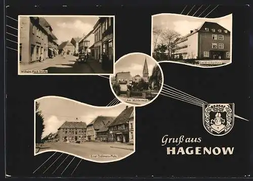 AK Hagenow, Wilhelm-Pieck-Strasse, Ernst-Thälmann-Platz, Kreiskrankenhaus