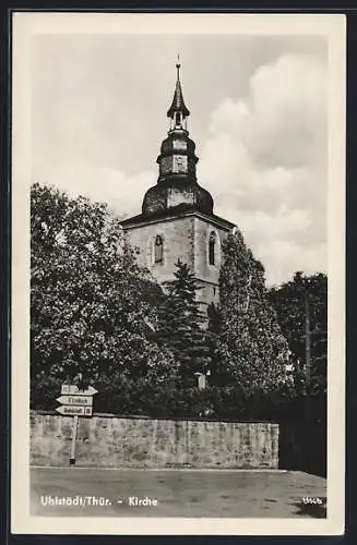 AK Uhlstädt /Thür, Wegweiser an der Kirche