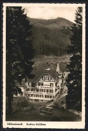 AK Schönmünzach, Kurhaus Waldhorn aus der Vogelschau