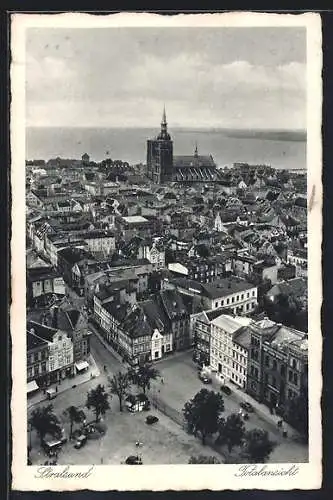 AK Stralsund, Blick über die Dächer